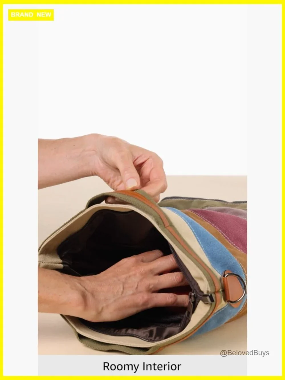 Canvas Hobo Tote with Adjustable Strap for Work Travel Casual - Picture 7 of 7
